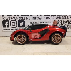 Lamborghini Sian elektrische kinderauto metallic rood 12V 2.4G