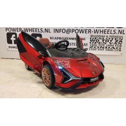 Lamborghini Sian elektrische kinderauto metallic rood 12V 2.4G